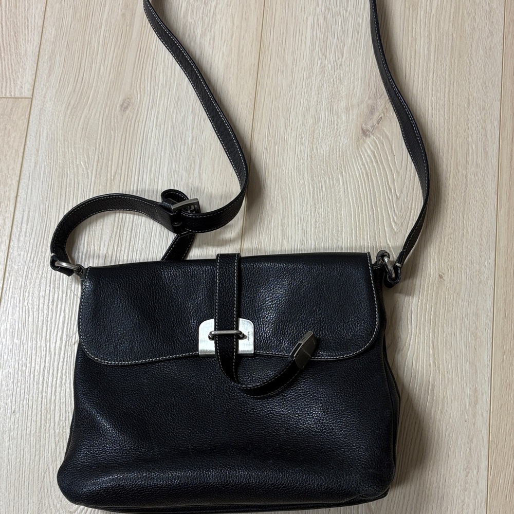 Prada Vitello Daino Black Leather Satchel